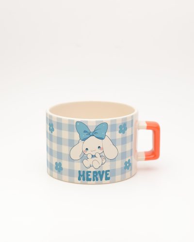 Turuncu kulplu Cinnamoroll İsimli Karekulp Fincan, ön yüz