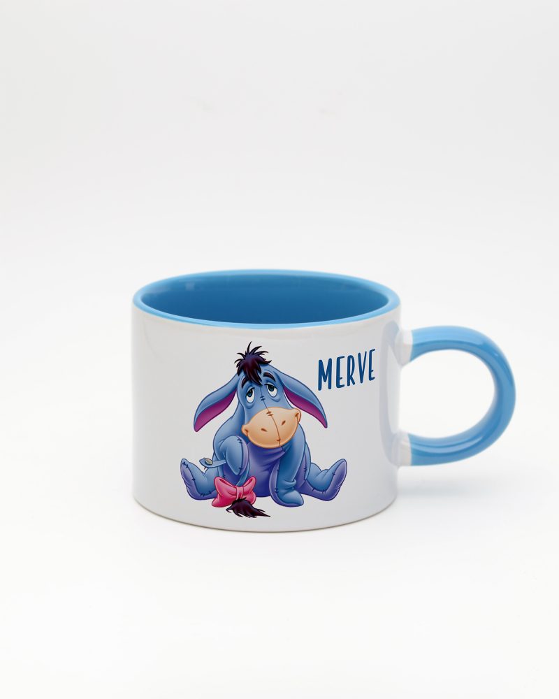 Mavi kulplu ve içi mavi Eeyore İsimli Sweet Fincan, ön yüz