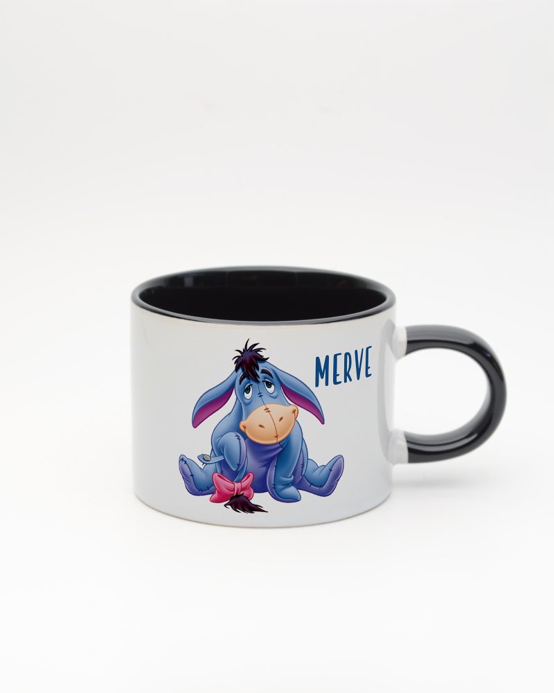 Siyah kulplu ve içi siyah Eeyore İsimli Sweet Fincan, ön yüz