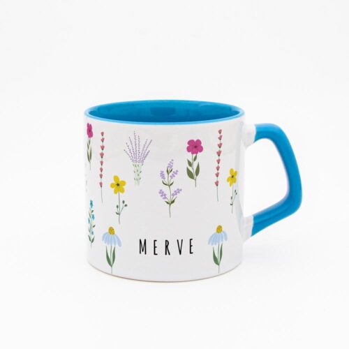 Karışık Çiçekli İsimli Moka Kupa - Görsel 5