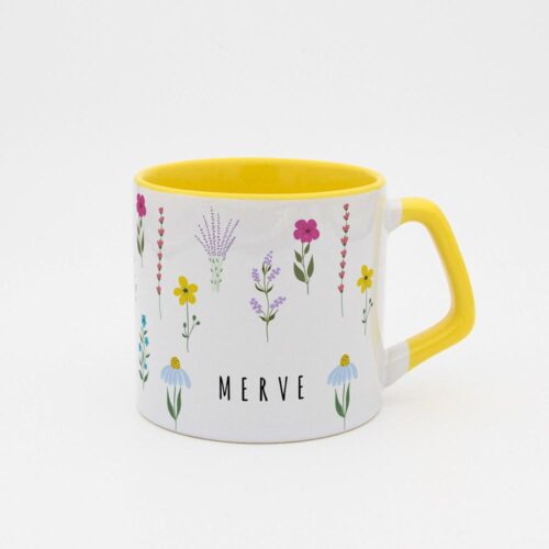 Karışık Çiçekli İsimli Moka Kupa - Görsel 2