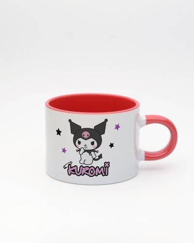 Kırmızı kulplu ve içi kırmızı Kuromi İsimli Sweet Fincan, ön yüz