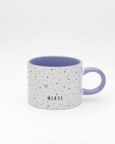 Lila kulplu ve içi lila Minimalist İsimli Sweet Fincan, ön yüz