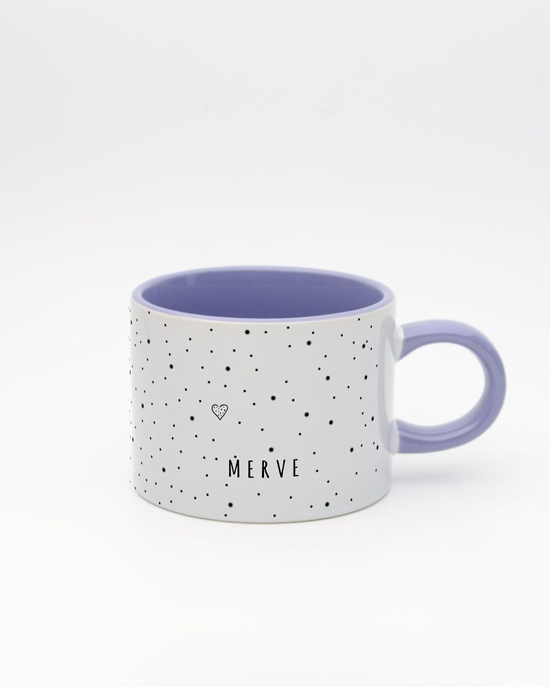 Lila kulplu ve içi lila Minimalist İsimli Sweet Fincan, ön yüz