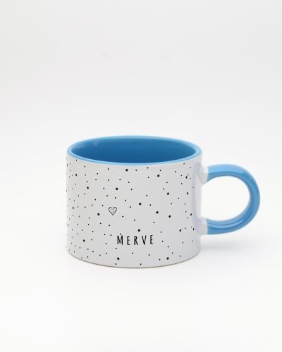 Mavi kulplu ve içi mavi Minimalist İsimli Sweet Fincan, ön yüz