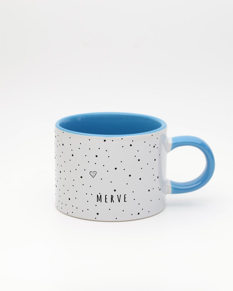 Mavi kulplu ve içi mavi Minimalist İsimli Sweet Fincan, ön yüz