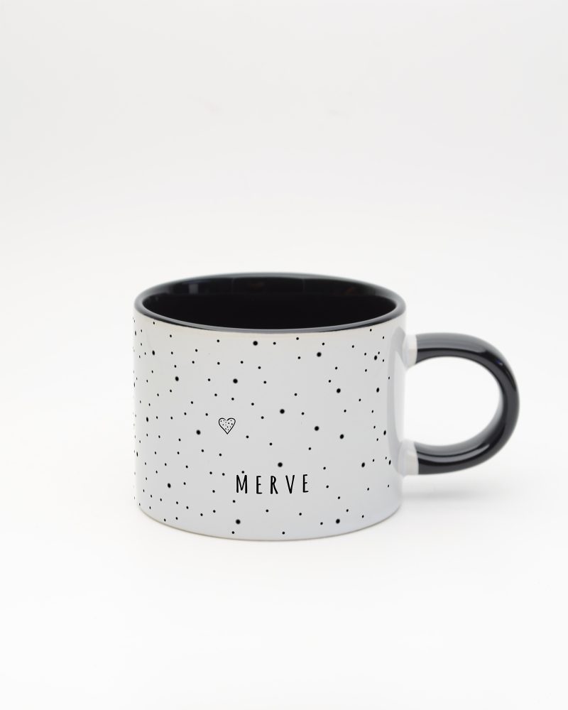 Siyah kulplu ve içi siyah Minimalist İsimli Sweet Fincan, ön yüz