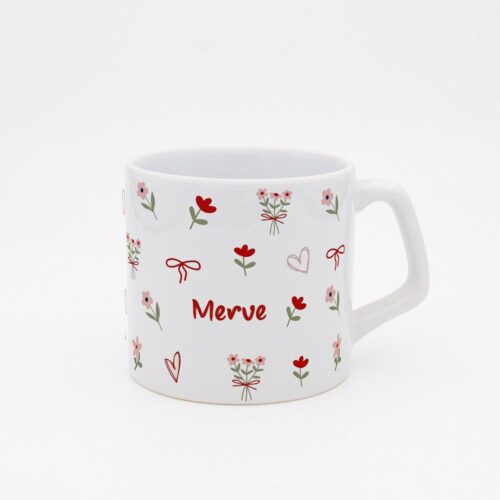 Pembe Çiçekli İsimli Moka Kupa - Görsel 8