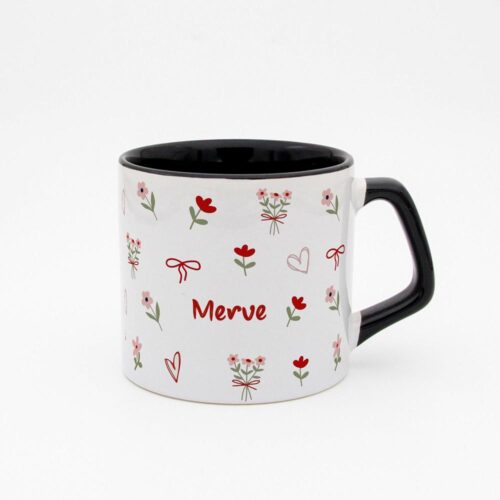 Pembe Çiçekli İsimli Moka Kupa - Görsel 6