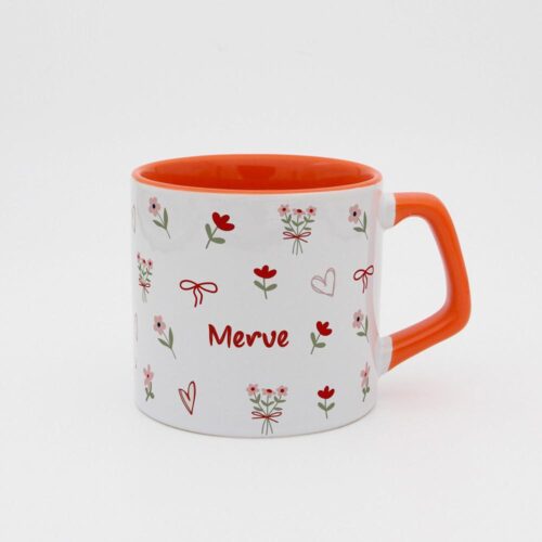 Pembe Çiçekli İsimli Moka Kupa - Görsel 7