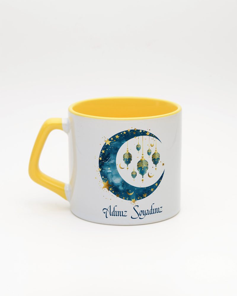 Sarı kulplu ve içi sarı Ramazan Fener İsimli Moka Kupa v2, arka yüz