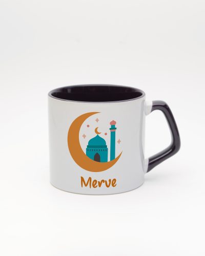 Koyu Mor kulplu ve içi koyu mor Ramazan Modu Moka Kupa, ön yüz
