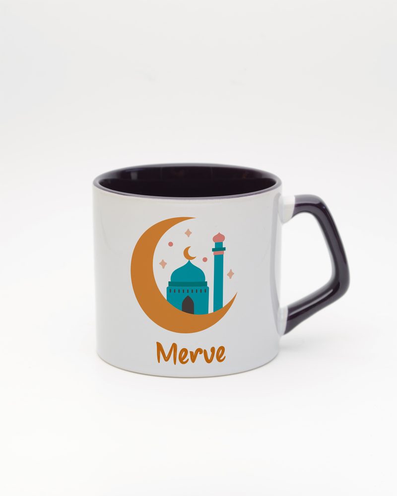 Koyu Mor kulplu ve içi koyu mor Ramazan Modu Moka Kupa, ön yüz