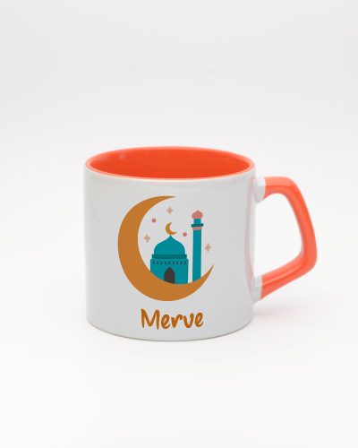 Turuncu kulplu ve içi turuncu Ramazan Modu Moka Kupa, ön yüz