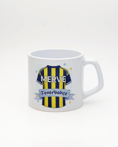 Beyaz Sarı Lacivert Forma İsimli Moka Kupa, ön yüz