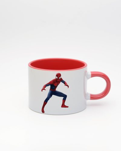 Kırmızı kulplu ve içi kırmızı Spiderman İsimli Sweet Fincan, ön yüz
