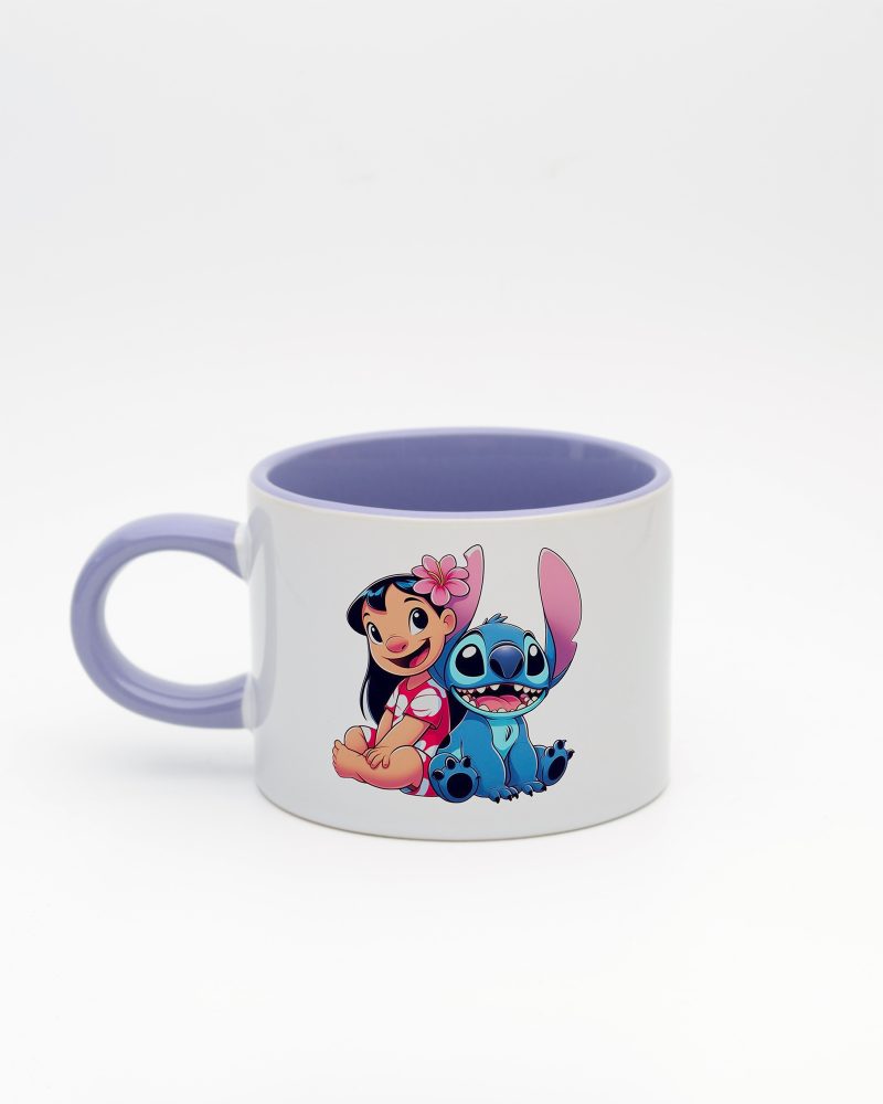 Lila kulplu ve içi lila Stitch İsimli Sweet Fincan v1, arka yüz