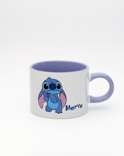 Lila kulplu ve içi lila Stitch İsimli Sweet Fincan v1, ön yüz