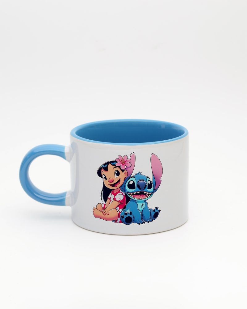 Mavi kulplu ve içi mavi Stitch İsimli Sweet Fincan v1, arka yüz