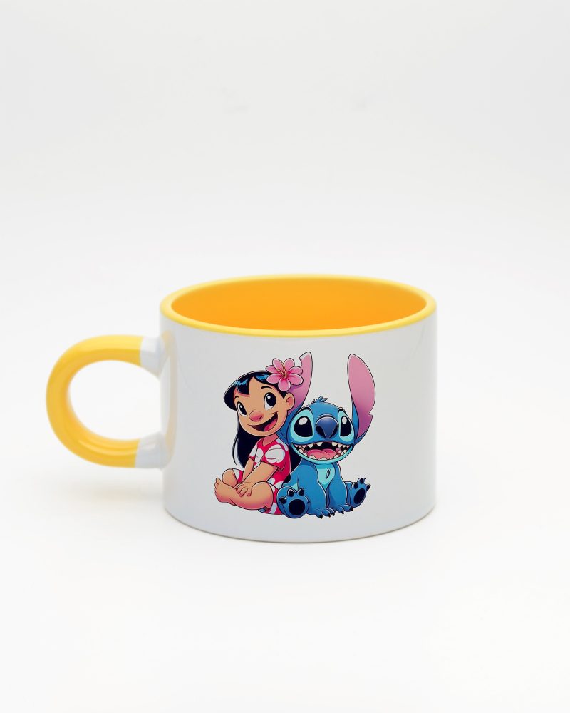 Sarı kulplu ve içi sarı Stitch İsimli Sweet Fincan v1, arka yüz