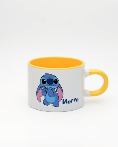 Sarı kulplu ve içi sarı Stitch İsimli Sweet Fincan v1, ön yüz