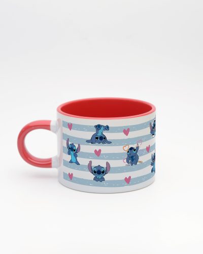 Kırmızı kulplu ve içi kırmızı Stitch İsimli Sweet Fincan v2, arka yüz