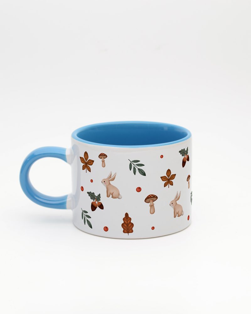Mavi kulplu ve içi mavi Tavşanlı İsimli Sweet Fincan, arka yüz
