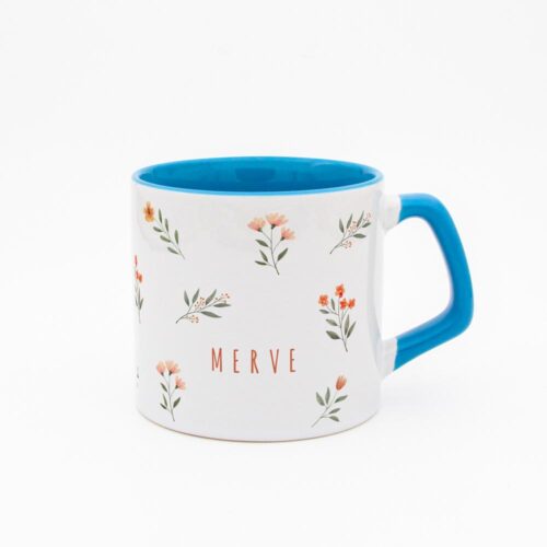 Turuncu Çiçekli İsimli Moka Kupa - Görsel 6