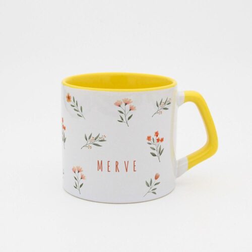 Turuncu Çiçekli İsimli Moka Kupa - Görsel 7