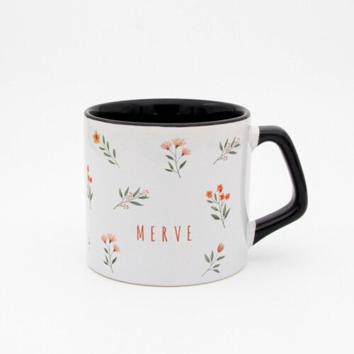 Turuncu Çiçekli İsimli Moka Kupa - Görsel 8