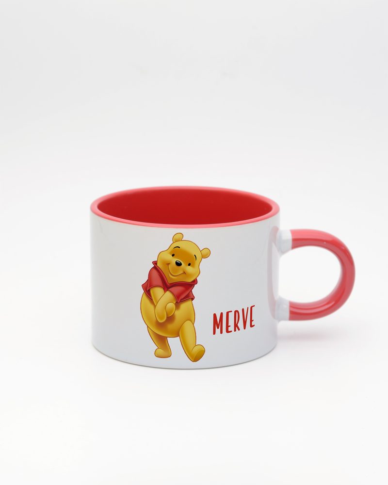 Kırmızı kulplu ve içi kırmızı Winnie İsimli Sweet Fincan, ön yüz