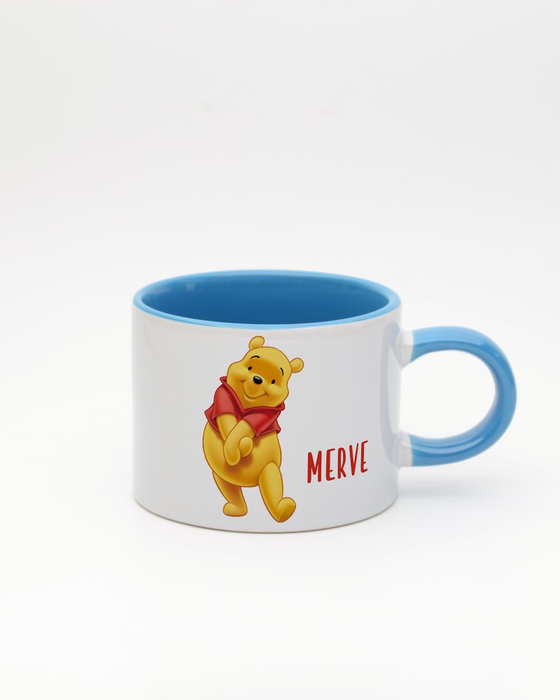 Mavi kulplu ve içi mavi Winnie İsimli Sweet Fincan, ön yüz