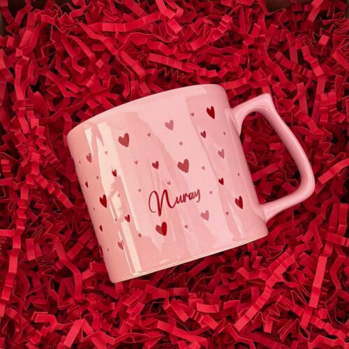 Kişiye Özel Pembe Kupa & Roller Kalem Hediye Kutusu - Görsel 3