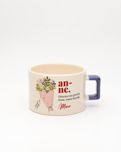 Lacivert kulplu Anne Kelime Karekulp Fincan v2, ön yüz