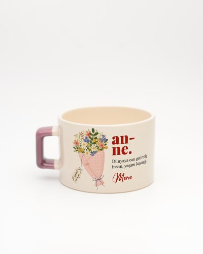 Mor kulplu Anne Kelime Karekulp Fincan v2, arka yüz