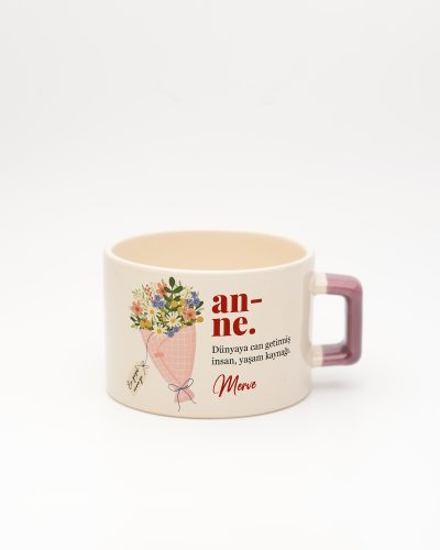 Mor kulplu Anne Kelime Karekulp Fincan v2, ön yüz