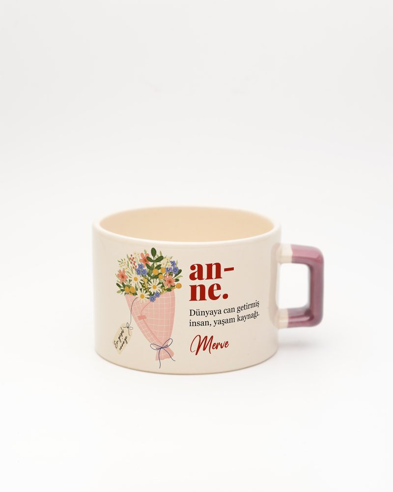 Mor kulplu Anne Kelime Karekulp Fincan v2, ön yüz