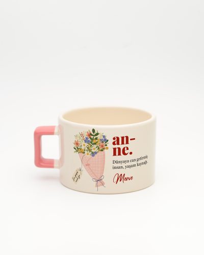 Pembe kulplu Anne Kelime Karekulp Fincan v2, arka yüz