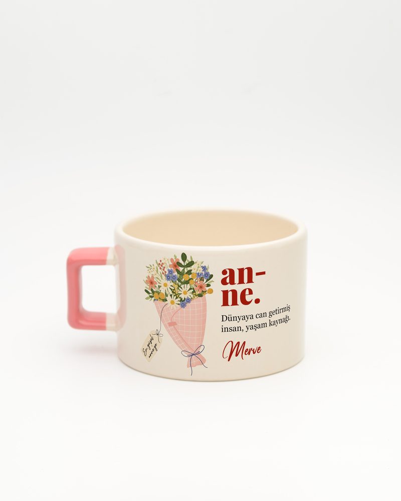 Pembe kulplu Anne Kelime Karekulp Fincan v2, arka yüz