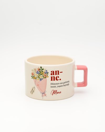 Pembe kulplu Anne Kelime Karekulp Fincan v2, ön yüz