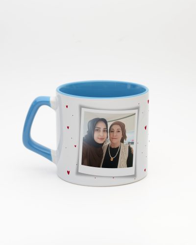 Mavi kulplu ve içi mavi Fotoğraflı İsimli Anne Moka Kupa, arka yüz