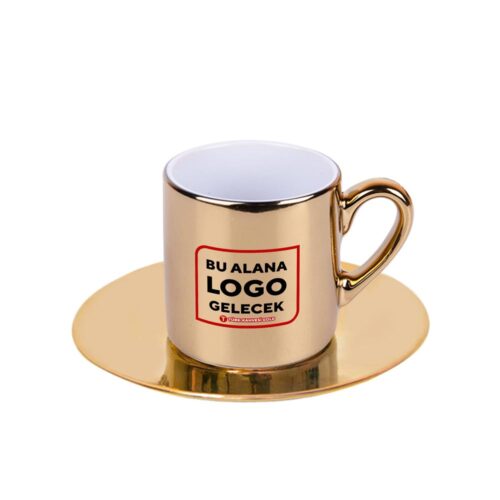 Logo Baskılı Gold Türk Kahvesi Fincanı - Görsel 1