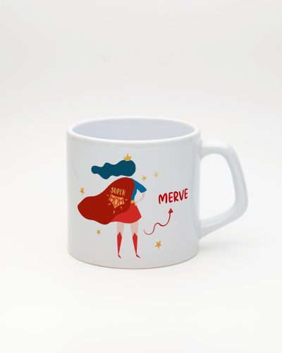 Beyaz Super Mom İsimli Moka Kupa, ön yüz