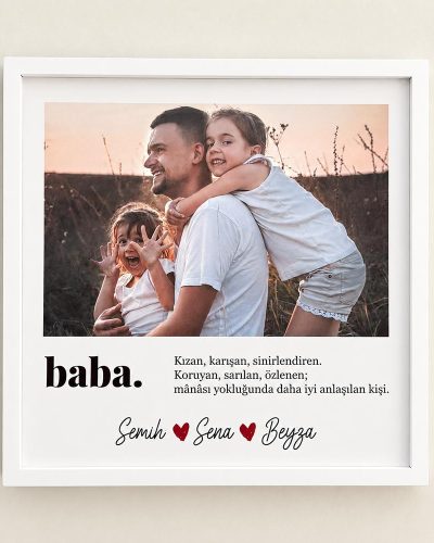 Babalar Günü Özel Fotoğraflı İsimli Çerçeve - Görsel 2