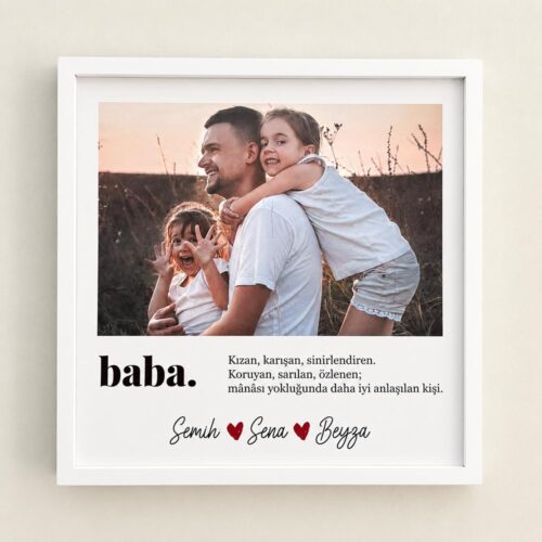Babalar Günü Özel Fotoğraflı İsimli Çerçeve - Görsel 2