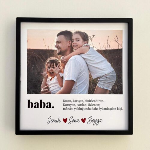 Babalar Günü Özel Fotoğraflı İsimli Çerçeve - Görsel 1