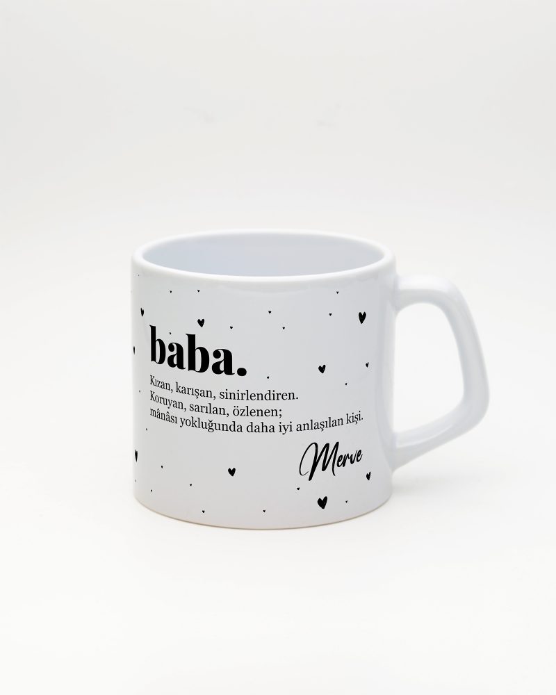 Beyaz Fotoğraflı İsimli Baba Moka Kupa, ön yüz
