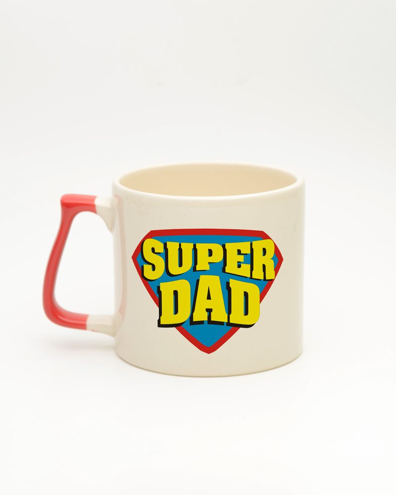 Kırmızı kulplu Super Dad İsimli Gala Kupa, arka yüz