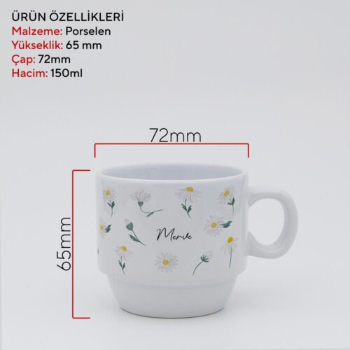 Papatyalı İsimli Standlı Fincan Seti - Görsel 2