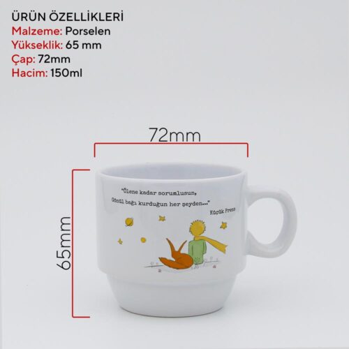 Küçük Prens Temalı Standlı Fincan Seti - Görsel 2